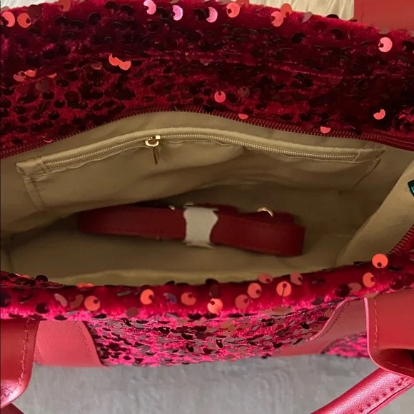 🌟🌟❤️🐆 New Red Sequin Tote Bag Y2K Style - Picture 5 of 5